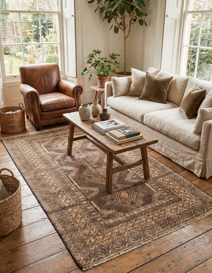 Detail image of  4' 1 x 7' 1  Hand Knotted Ultra Vintage Persian Wool Rug