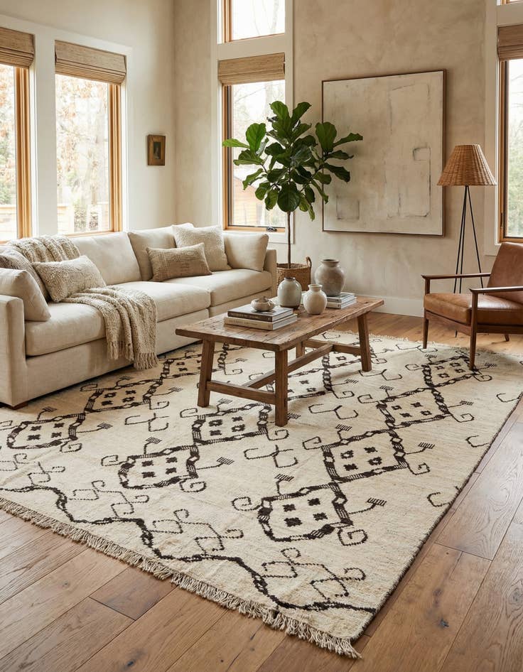 Detail image of  8' 2 x 9' 7  Hand Knotted Moroccan Wool Rug