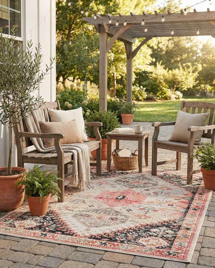 5' x 7' Easy-Clean Traditional Indoor / Outdoor Rug