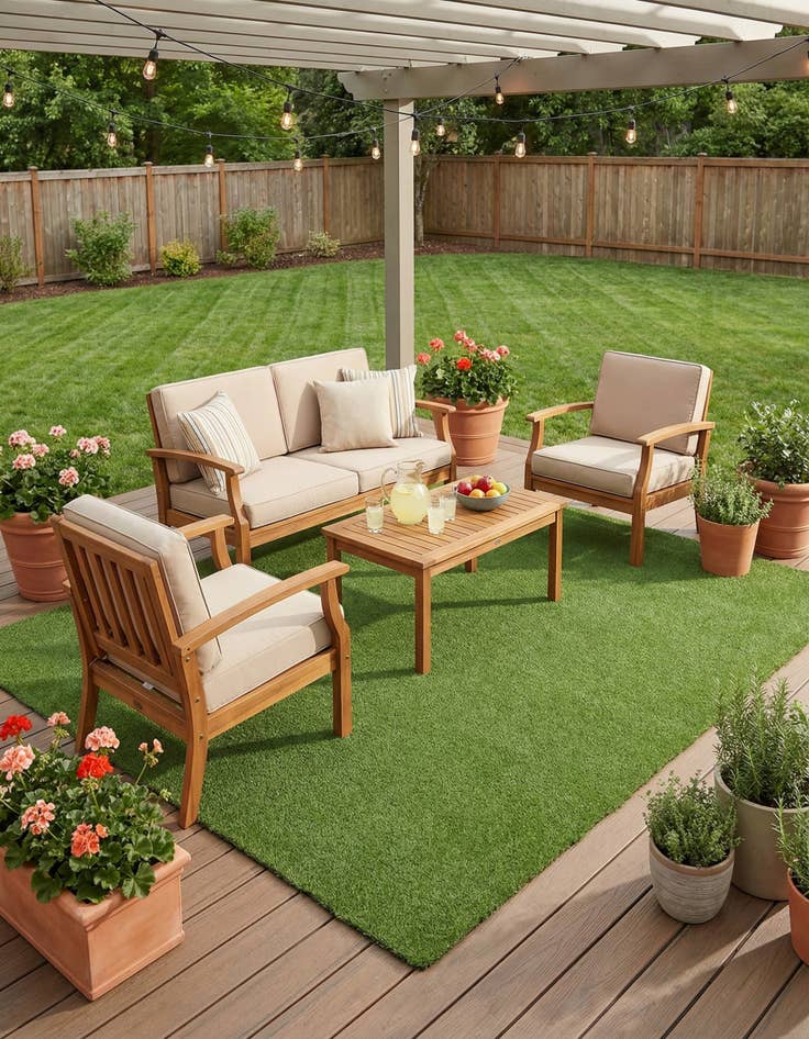 Detail image of 10' x 14'  Washable Grass Indoor / Outdoor Rug