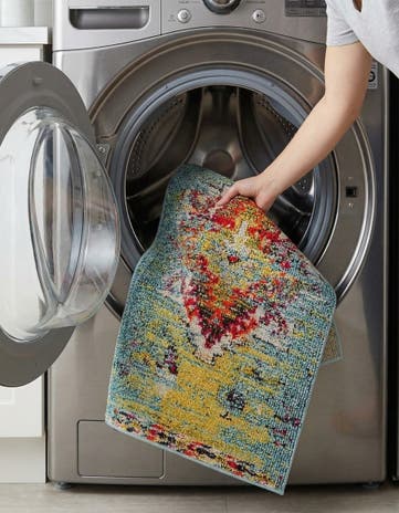 Turquoise Washable Carnevale Rug