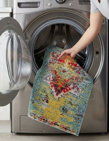 Turquoise Washable Carnevale Rug