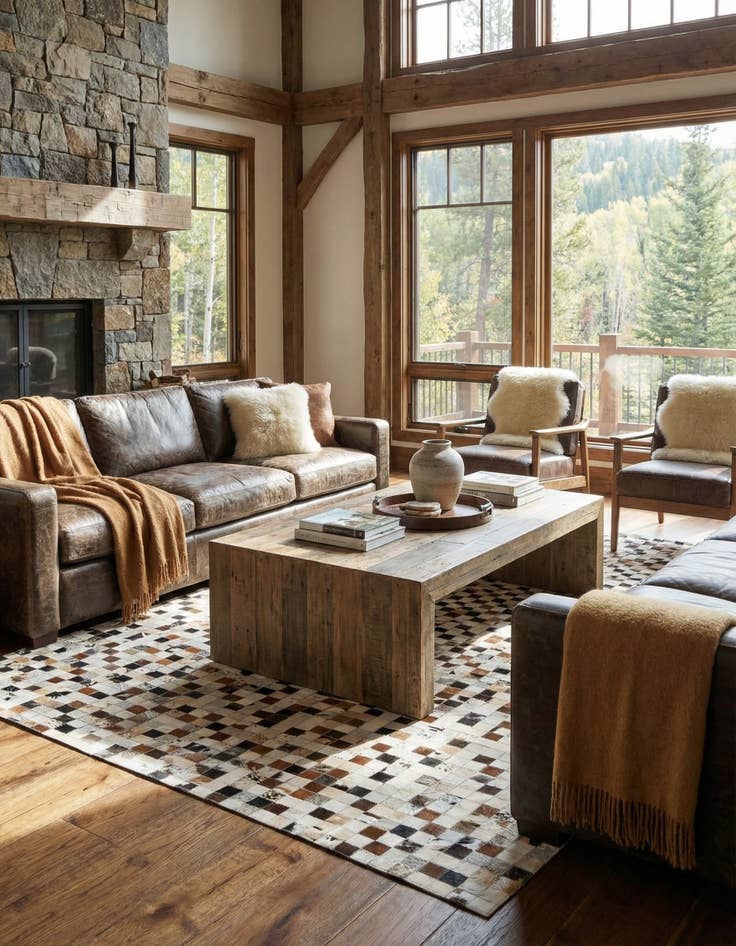 Detail image of 5' x 7' 10 Cowhide Stocks Rug