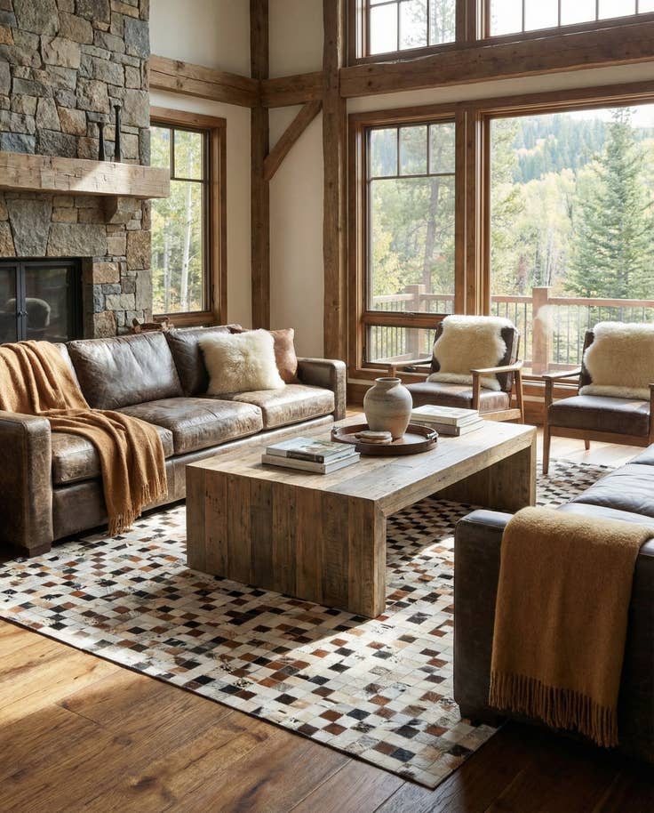 Detail image of 5' x 7' 10 Cowhide Stocks Rug
