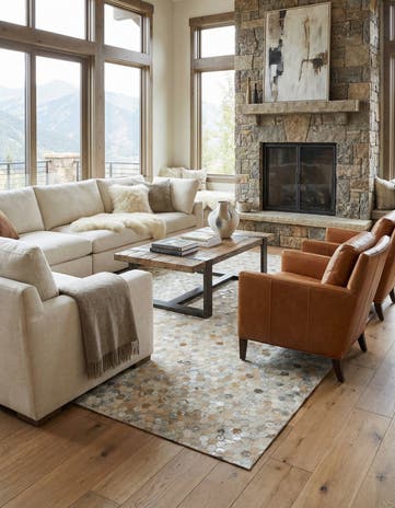 8' x 9' 9 Cowhide Leather Rug