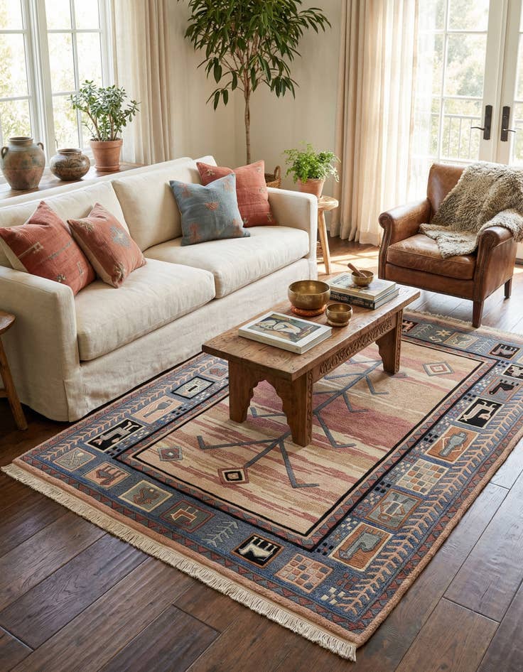 Detail image of  5' 8 x 7' 7  Hand Knotted Tibet Wool Rug