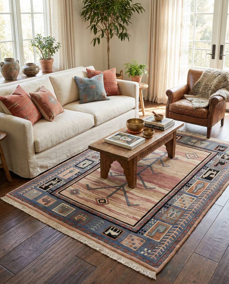 Detail image of 5' 8 x 7' 7 Hand Knotted Tibet Wool Rug