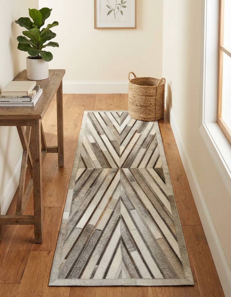 Detail image of 2' 2 x 6' 1 Cowhide Leather Runner Rug