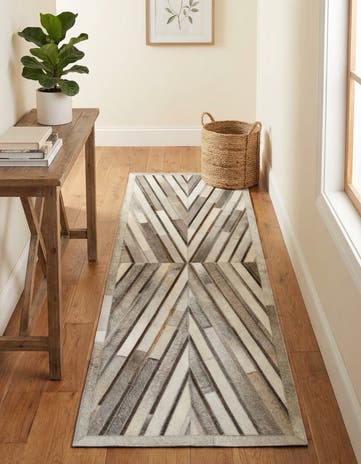 2' 2 x 6' 1 Cowhide Leather Runner Rug