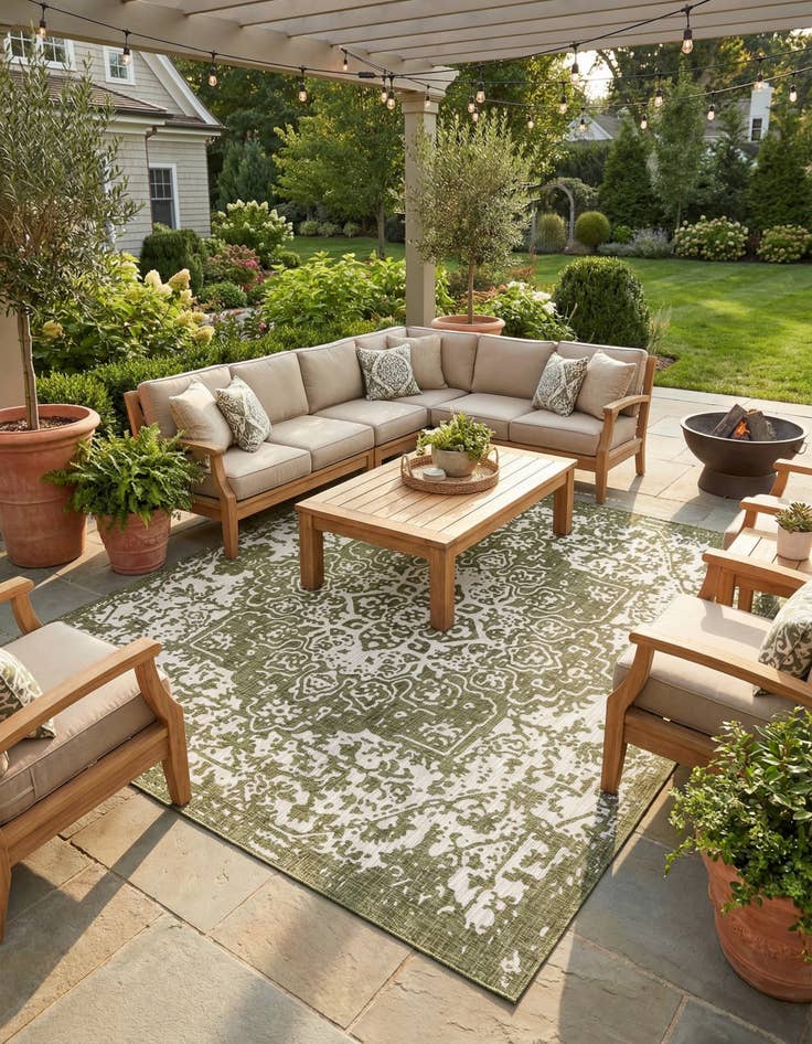 Detail image of 13' x 13'  Washable Jill Zarin Dubai Indoor / Outdoor Square Rug