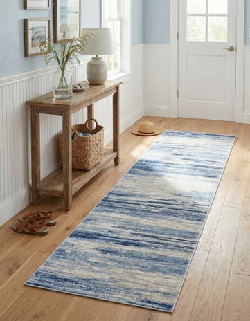Blue Ivory Gabbeh Runner Rug