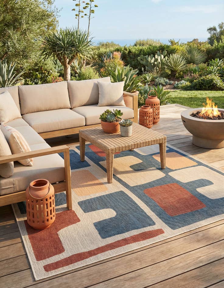 Detail image of 7' 10 x 7' 10  Washable Baja Indoor / Outdoor Square Rug