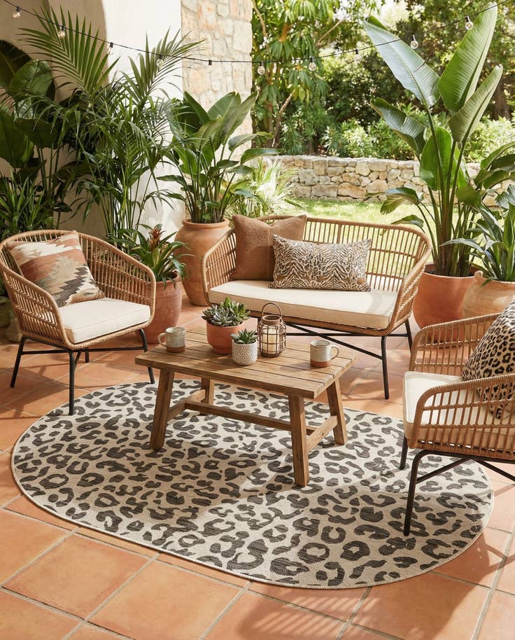 Detail image of 5' 3 x 8' Easy-Clean Safari Indoor / Outdoor Oval Rug