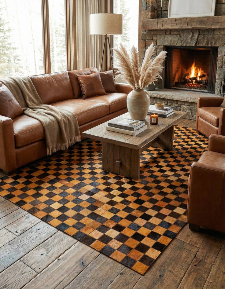 Detail image of 5' x 7' 11 Cowhide Stocks Rug