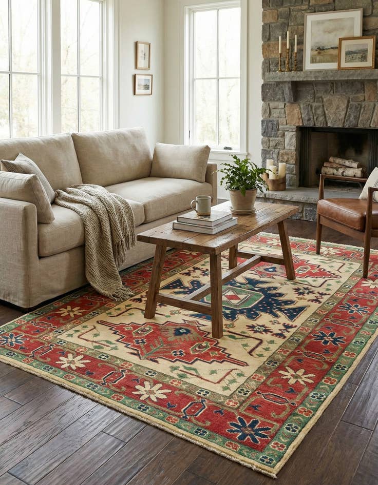 Detail image of 4' x 6' Hand Knotted Kazak Rug
