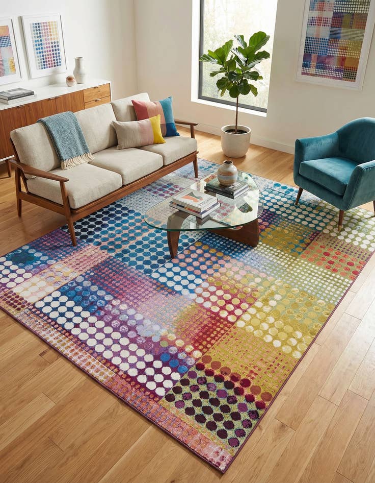 Detail image of 8' x 10'  Washable Modern Indoor / Outdoor Rug