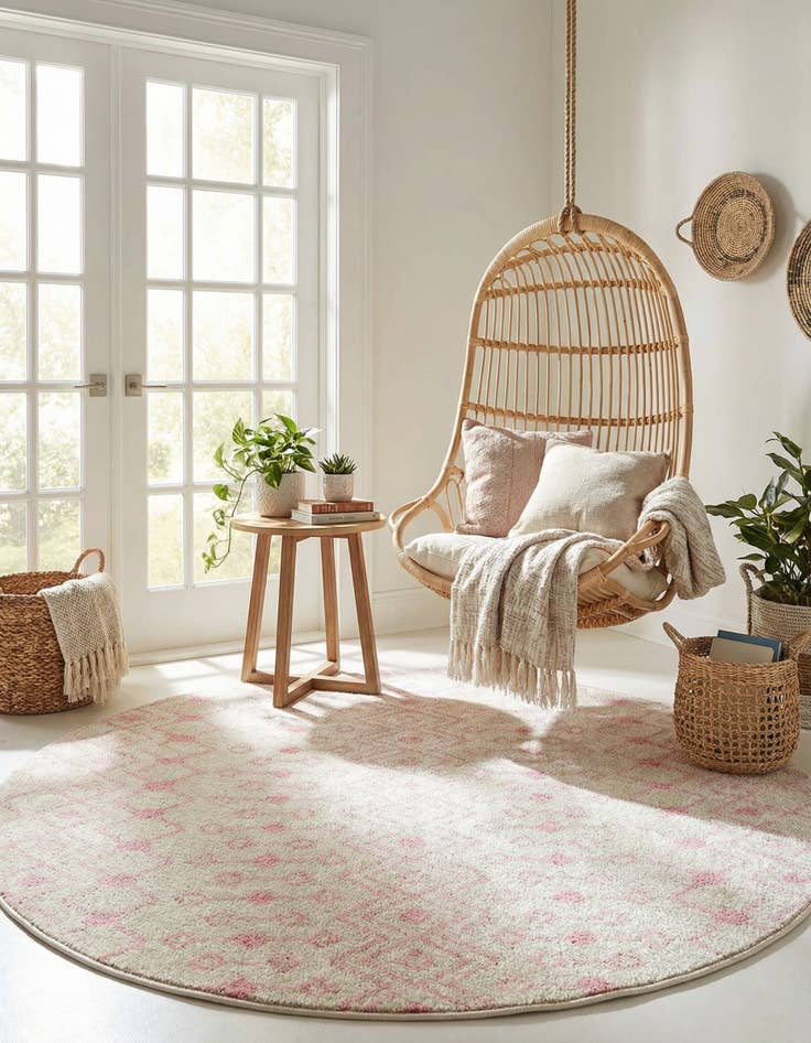 Detail image of  5' 3 x 5' 3 Moroccan Trellis Round Rug