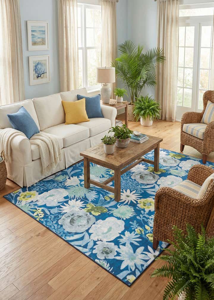7' 10 x 7' 10 Easy-Clean Jill Zarin Caribbean Indoor / Outdoor Square Rug