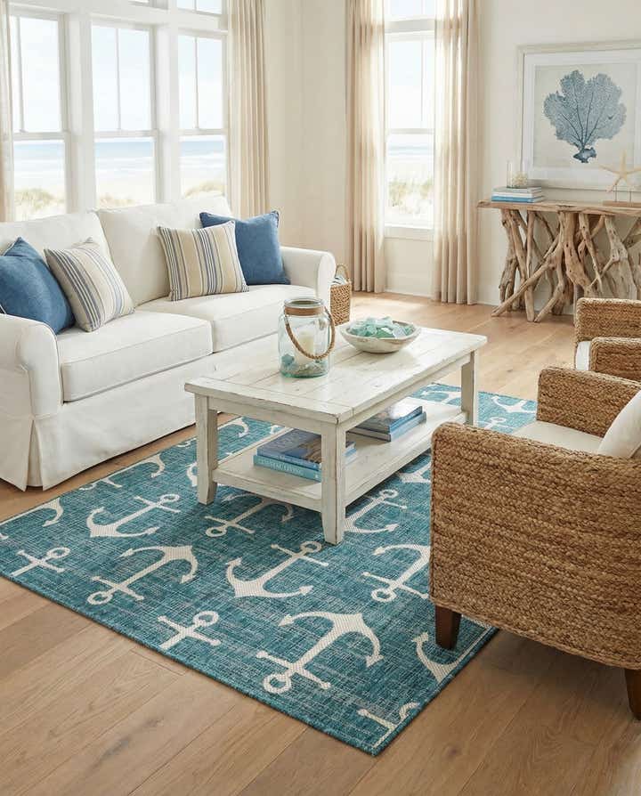 6' x 9' Easy-Clean Coastal Indoor / Outdoor Rug
