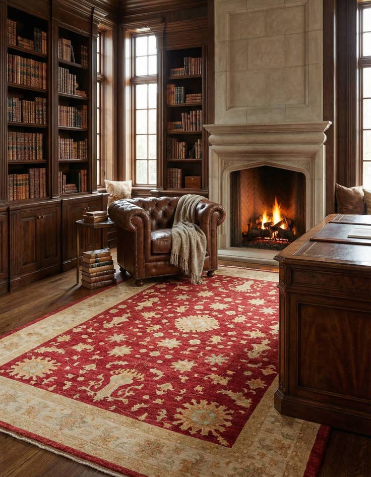 Detail image of 8' 5 x 11'  Hand Knotted Peshawar Ziegler Rug