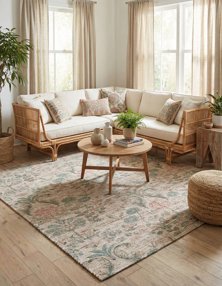 Detail image of 7' 10 x 7' 10  Hand Woven Chenille Jute Square Rug