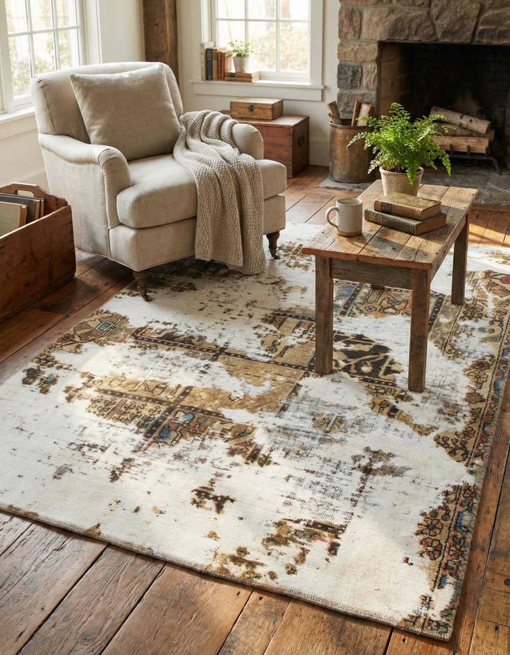 Detail image of 4' 5 x 6' 2 Hand Knotted Ultra Vintage Persian Wool Rug