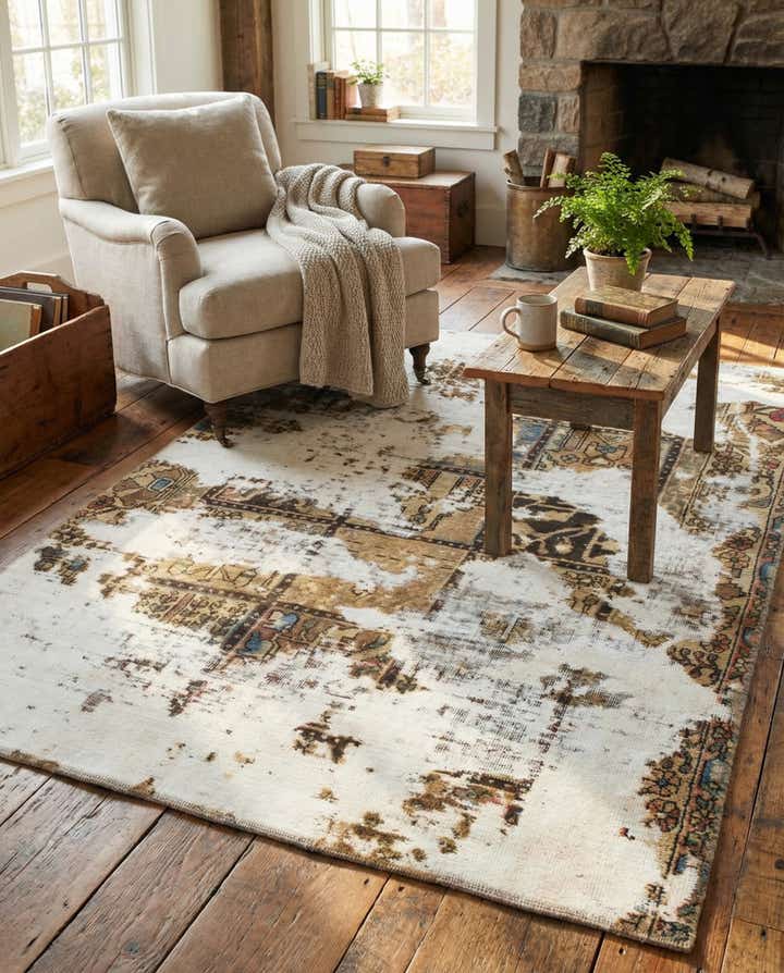 4' 5 x 6' 2 Hand Knotted Ultra Vintage Persian Wool Rug