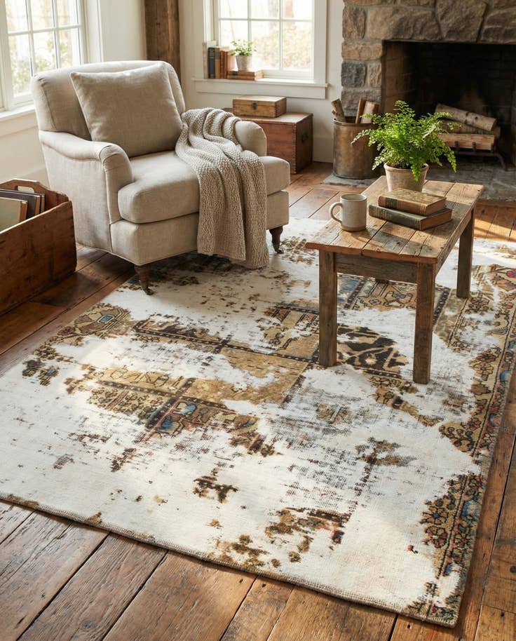 Detail image of 4' 5 x 6' 2 Hand Knotted Ultra Vintage Persian Wool Rug
