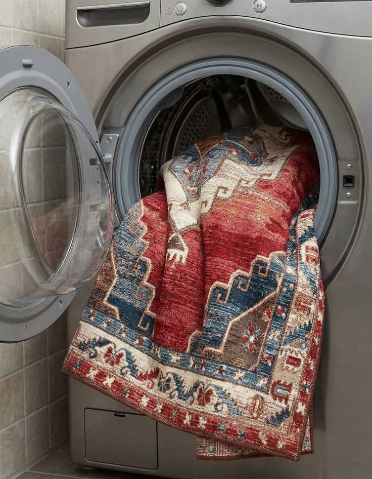 Detail image of 5' x 7'  Washable Traditional Indoor / Outdoor Rug