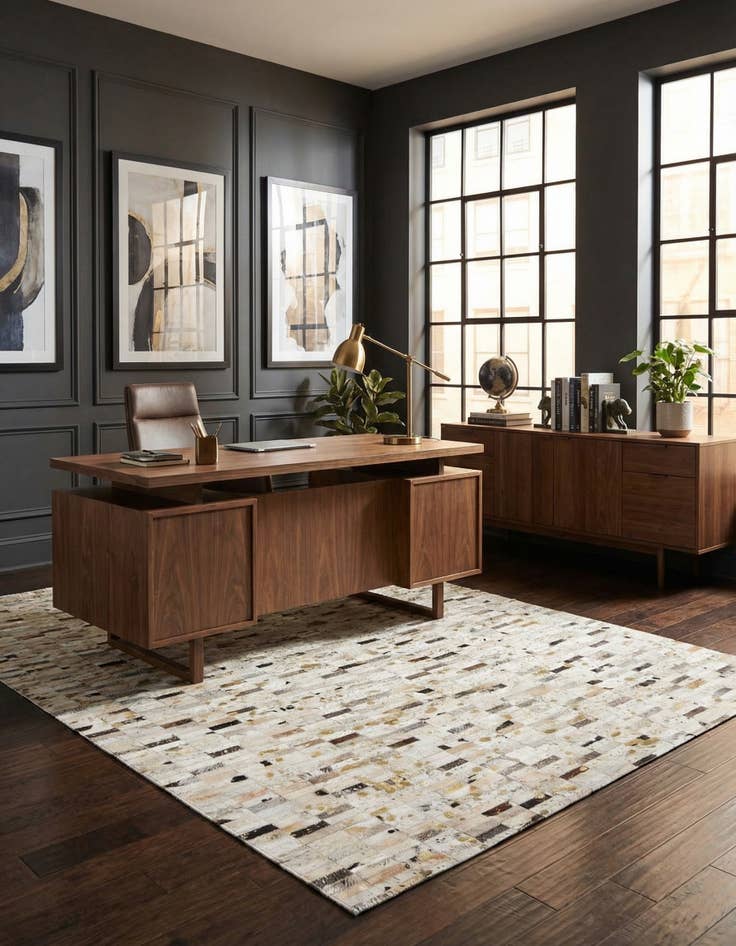 Detail image of 5' 2 x 7' 11 Cowhide Stocks Rug