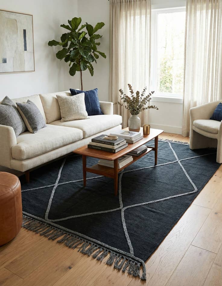 Detail image of 3' 4 x 4' 10  Hand Woven Kilim Modern Wool Rug