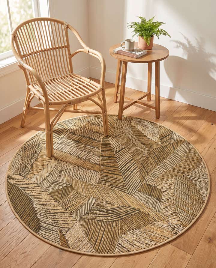 4' x 4' Easy-Clean Botanical Indoor / Outdoor Round Rug
