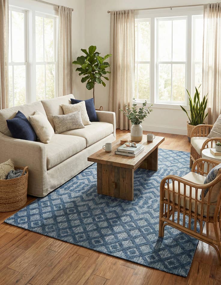 Detail image of 6' x 9'  Washable Trellis Textured Indoor / Outdoor Rug
