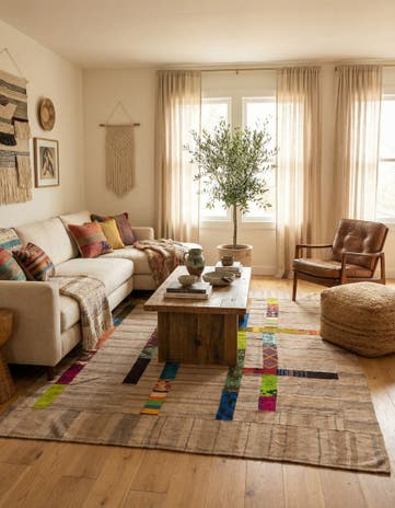 7' x 10' Hand Woven Kilim Patchwork Wool Rug
