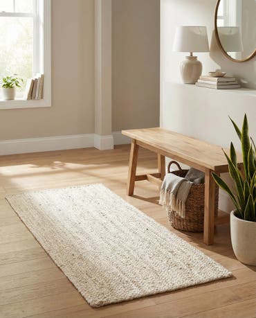  2' x 4' 1  Hand Braided Jute Runner Rug