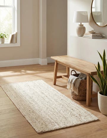 2' x 4' 1 Handmade Braided Jute Runner Rug