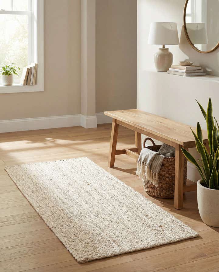 2' x 4' 1 Handmade Braided Jute Runner Rug