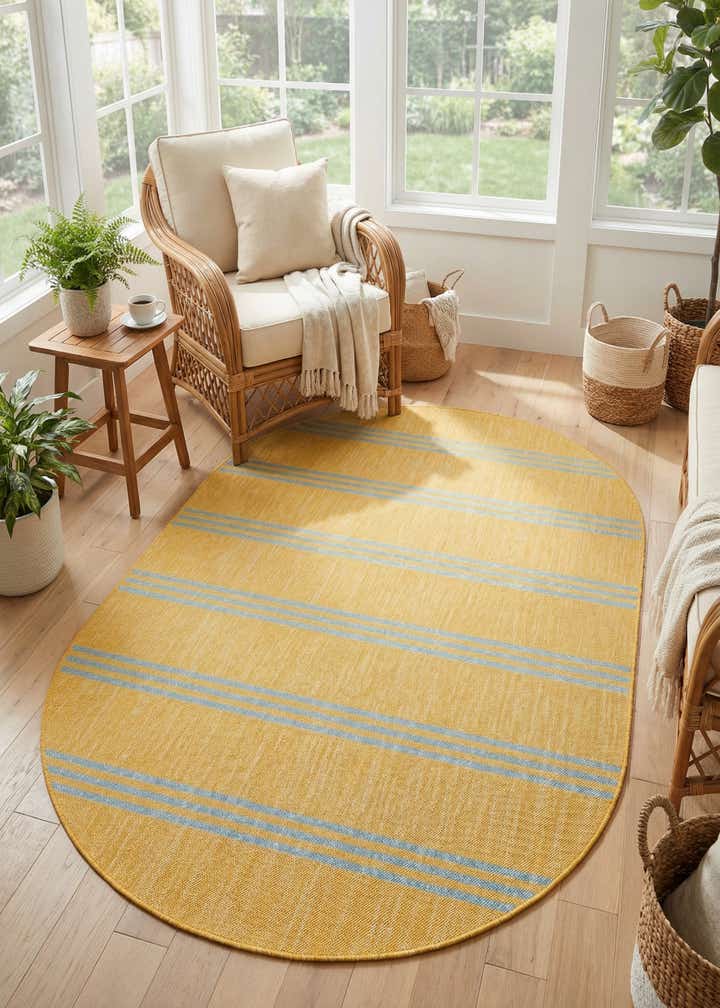 5' 3 x 8' Easy-Clean Jill Zarin Anguilla Indoor / Outdoor Oval Rug