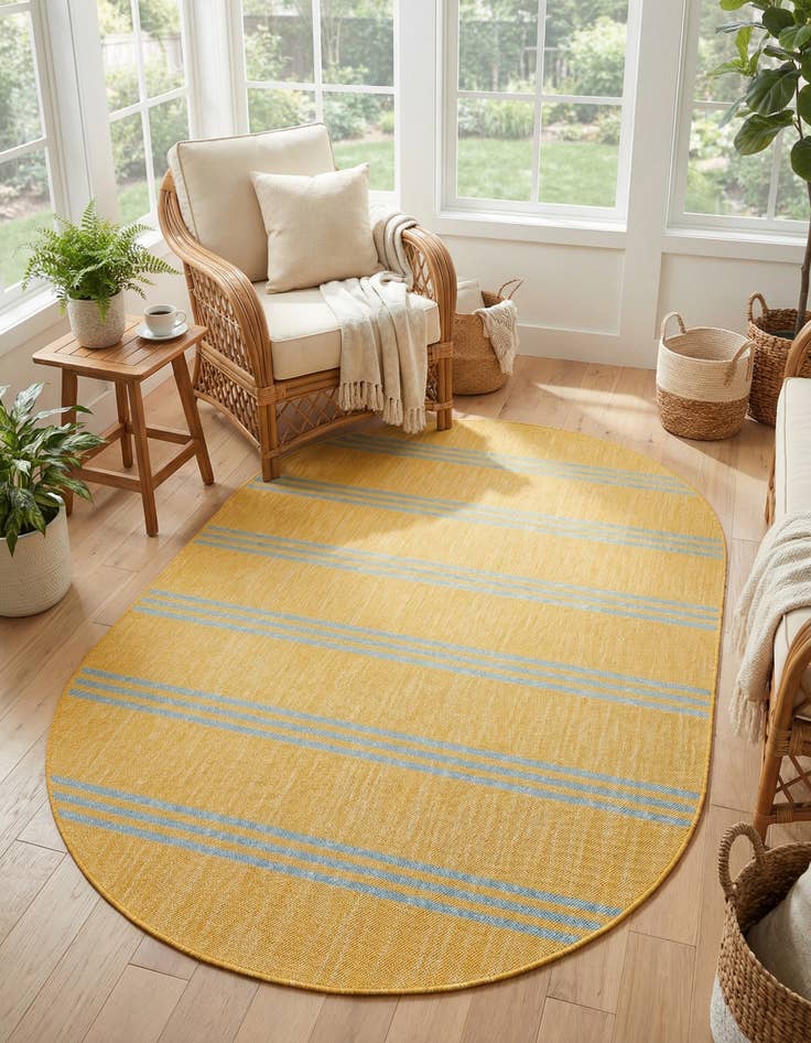 Detail image of 5' 3 x 8'  Washable Jill Zarin Anguilla Indoor / Outdoor Oval Rug