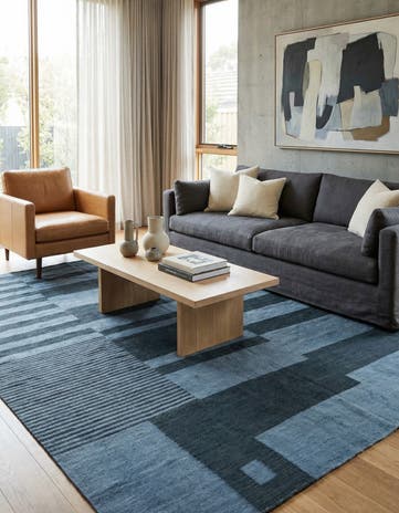 6' 4 x 9' 3 Hand Woven Kilim Modern Wool Rug