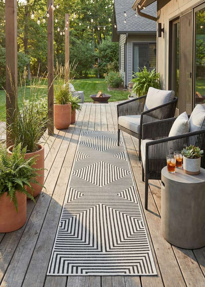 2' 7 x 12' Easy-Clean Modern Indoor / Outdoor Runner Rug