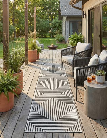 2' 7 x 12' Easy-Clean Modern Indoor / Outdoor Runner Rug