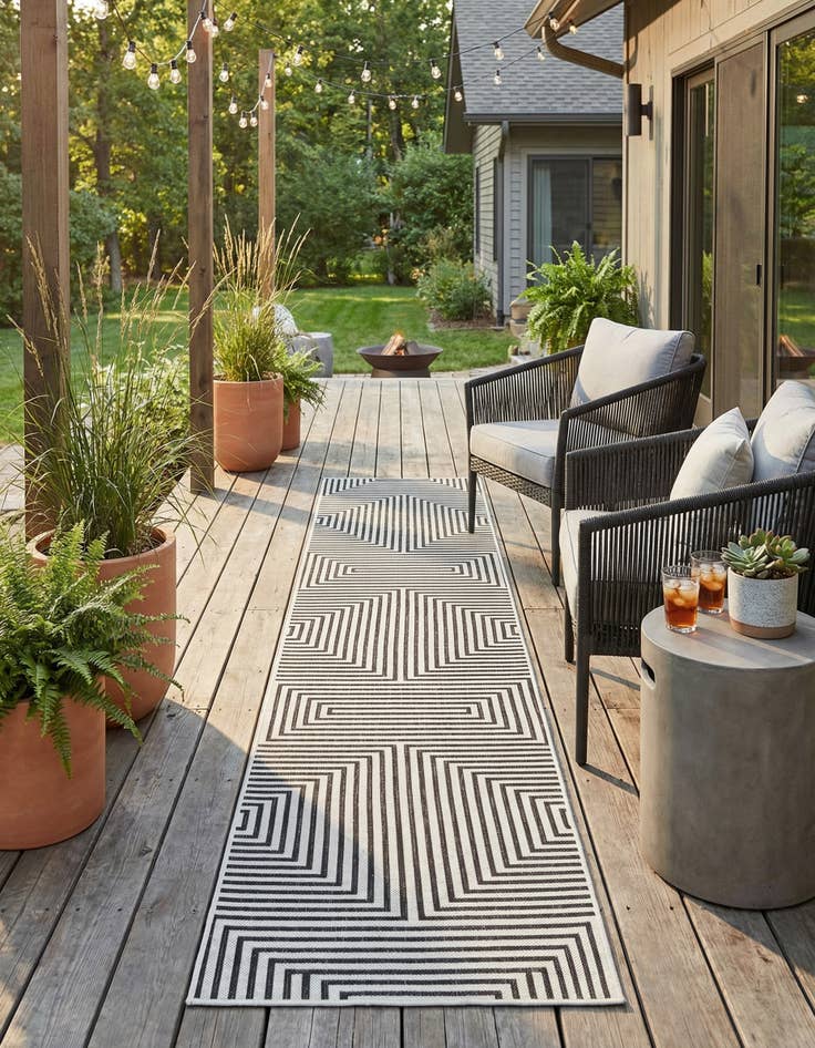 Detail image of 2' 7 x 12' Easy-Clean Modern Indoor / Outdoor Runner Rug