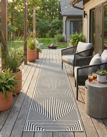 2' 7 x 12' Easy-Clean Modern Indoor / Outdoor Runner Rug