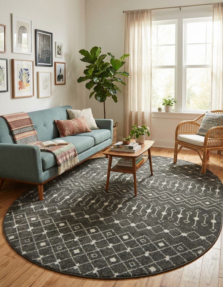 7' 10 x 10' Moroccan Trellis Oval Rug