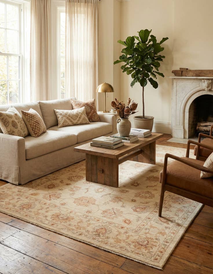 Detail image of  5' 8 x 7' 8  Hand Knotted Peshawar Ziegler Rug