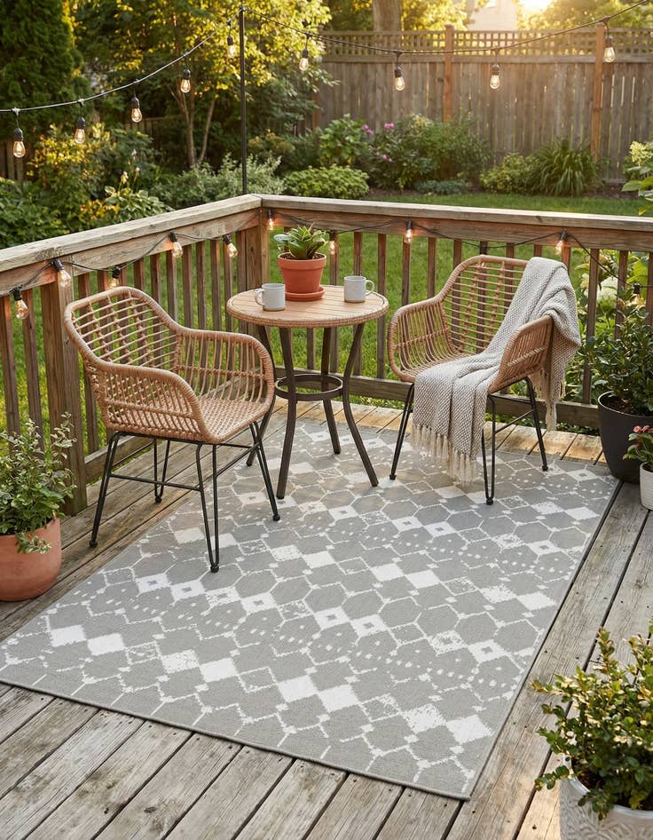 Detail image of 4' x 6'  Washable Trellis Indoor / Outdoor Rug