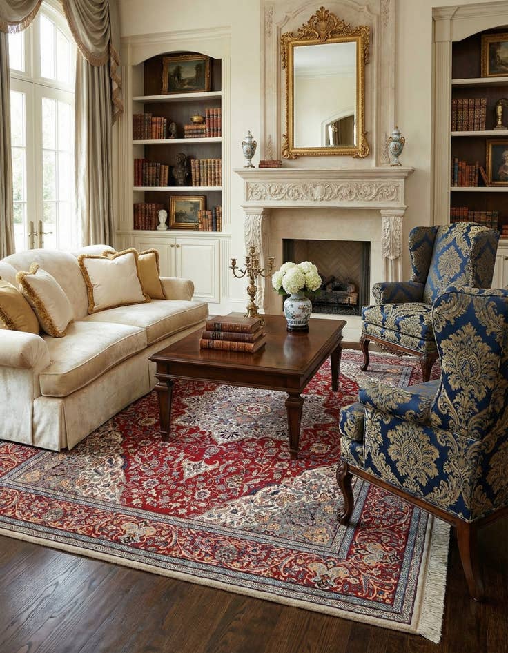 Detail image of  7' 3 x 10' 7  Hand Knotted Isfahan Wool Rug