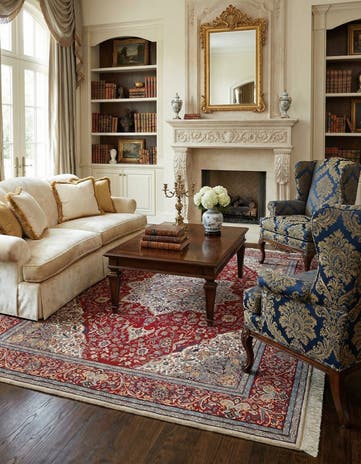 7' 3 x 10' 7 Hand Knotted Isfahan Wool Rug
