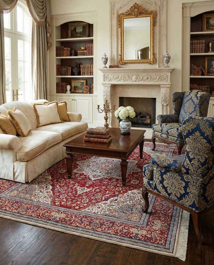 7' 3 x 10' 7 Hand Knotted Isfahan Wool Rug